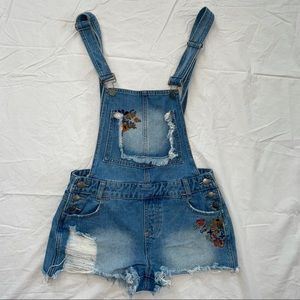 Hot Kiss Distressed Denim Shortalls